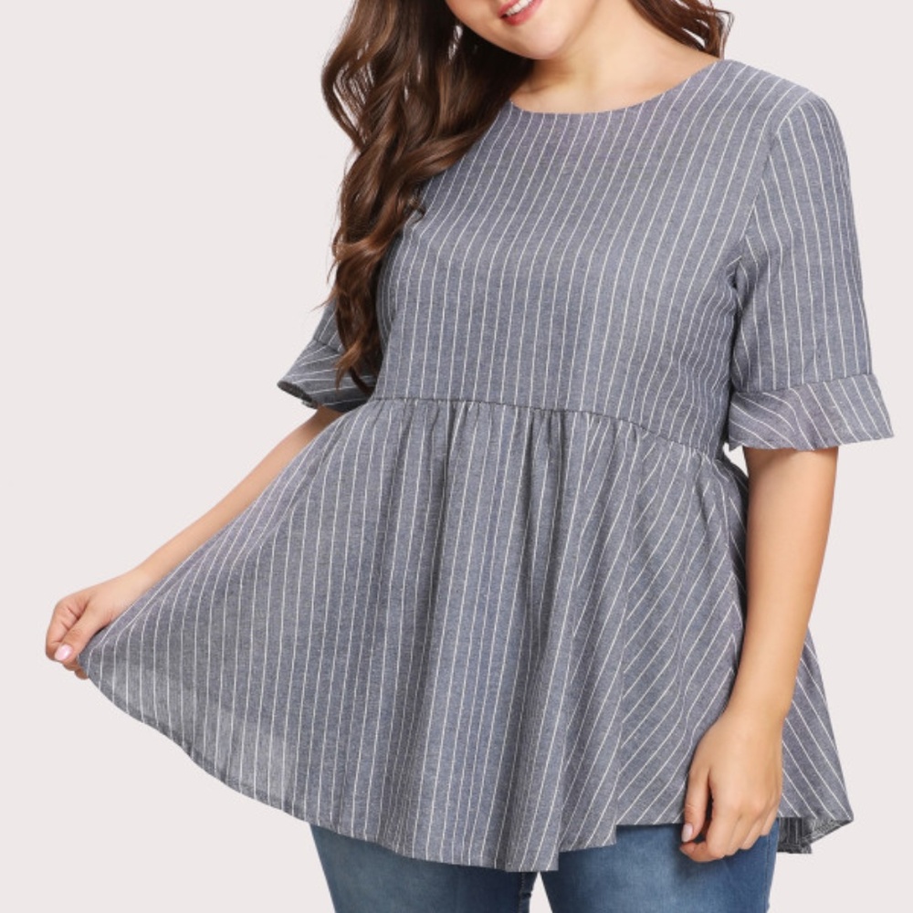 Vertical Pinstripe Bodydoll Blouse